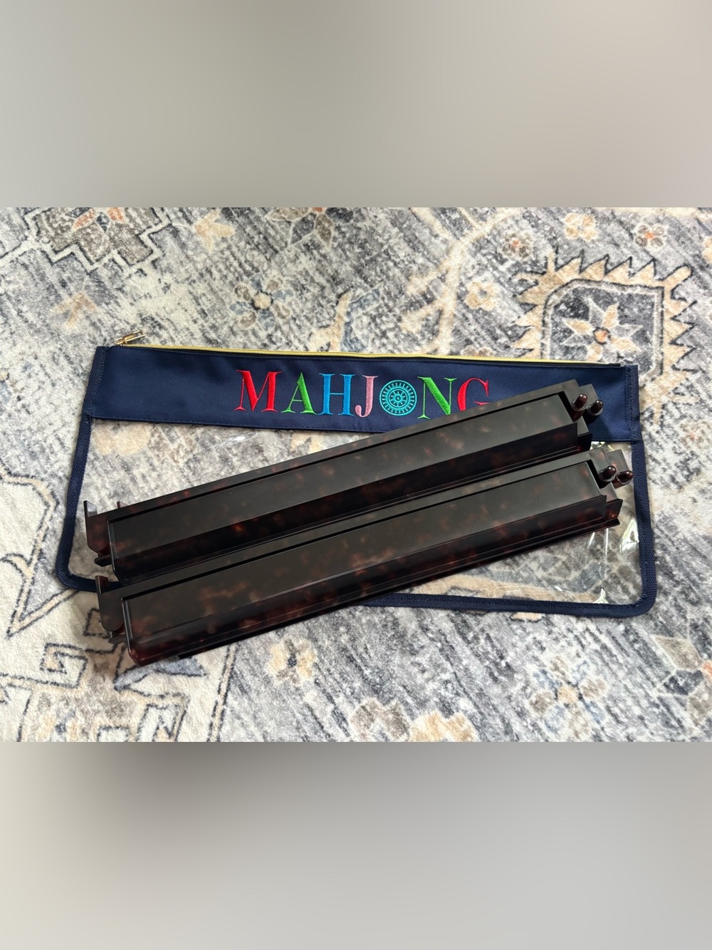 NEW Oh My Mahjong Clear Rack Sleeve Bag & 4 Etsy Tortoise Shell Racks Bundle Set